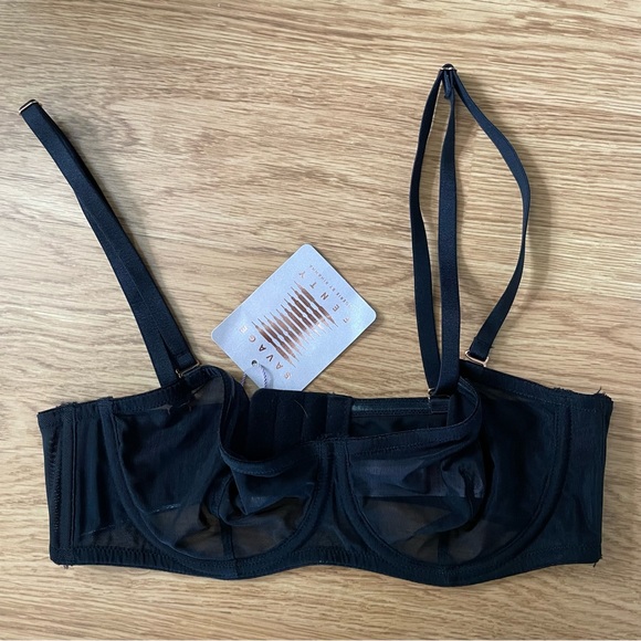 NWT Savage x Fenty Mesh Unlined Underwire Black Bra Size 34B - Picture 3 of 6